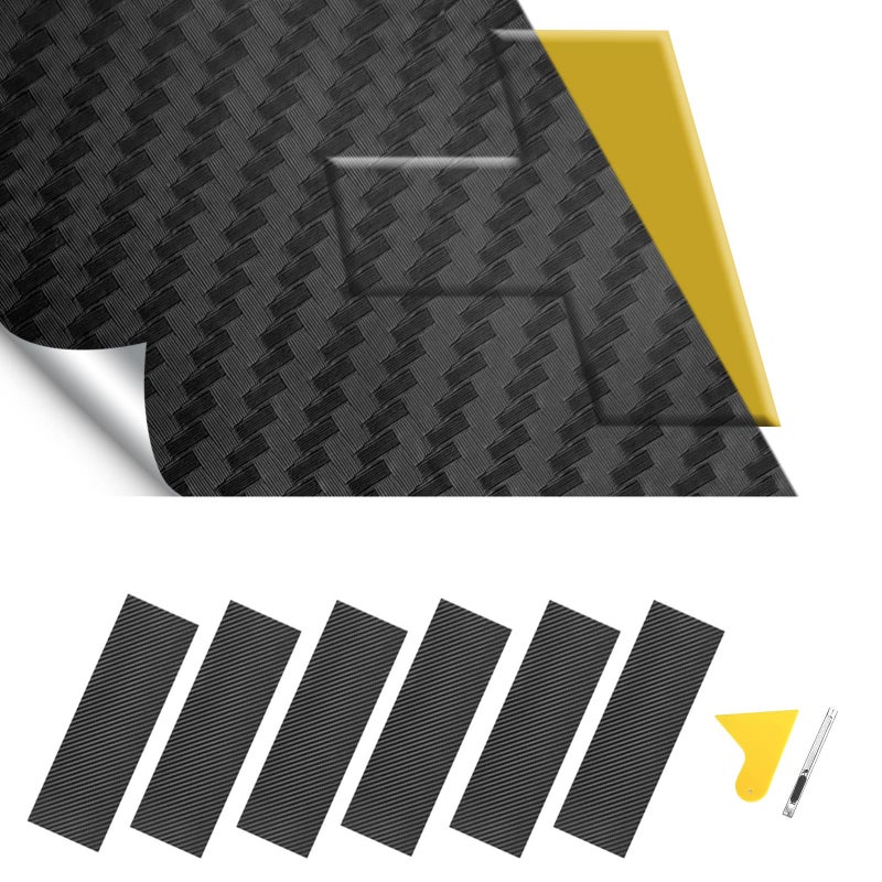 BLAKAYA Compatible with Carbon Fiber Vinyl Wrap 11.8" x 4" Chevy Bowtie Emblem Wrap Kit with Spatula and Cutter 6 Pcs Universal Black Logo Overlay - Image 1